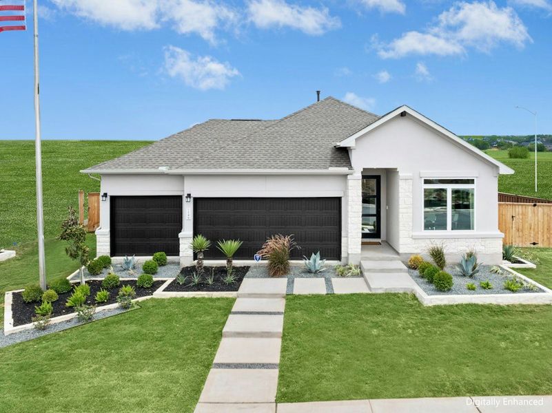 Representative exterior photo of a completed home built from the Upton by Scott Felder Homes in Flora, Hutto, TX (Image 19).