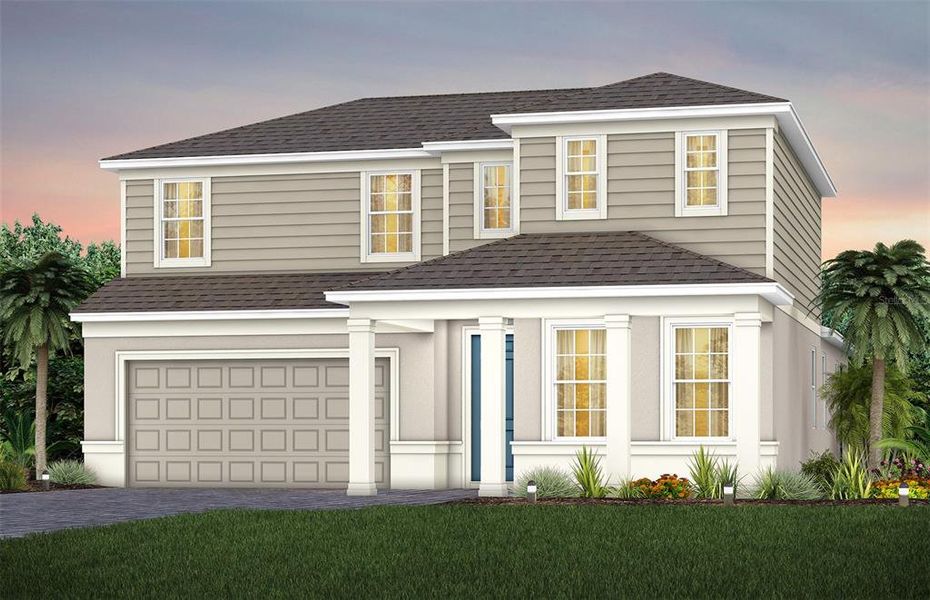 Exterior Design. Artistic rendering for this new construction home. Pictures are for illustrative purposes only. Elevations, colors and options may vary.