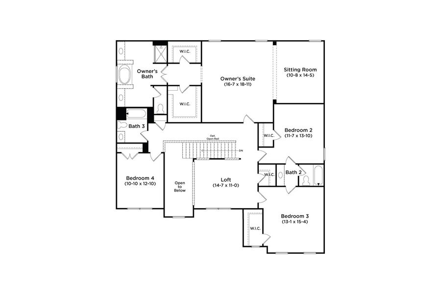 2D floor plan layout of this home in Cambria at Traditions, Hampton, GA (Image 4).