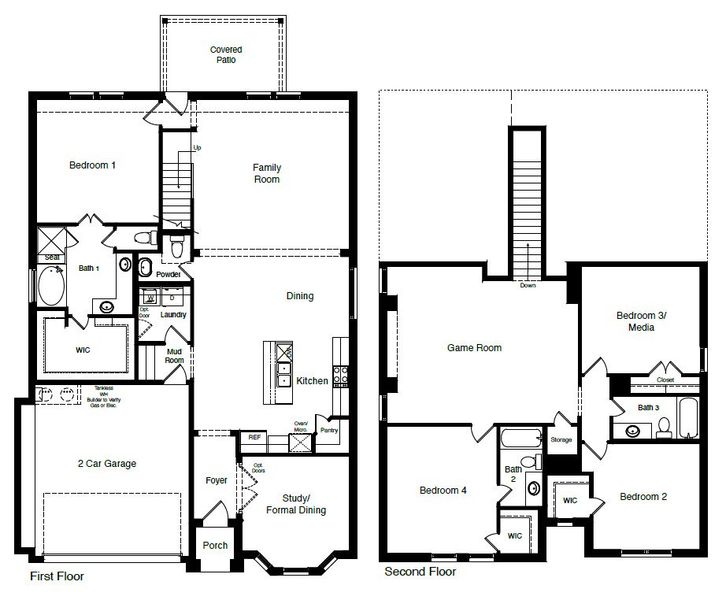 2D floor plan layout for the The Willow by D.R. Horton in Morningstar, Aledo, TX (Image 3).