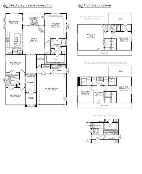 2D floor plan layout for the Avery by Eastwood Homes in Secrest Meadows, Monroe, NC (Image 3).