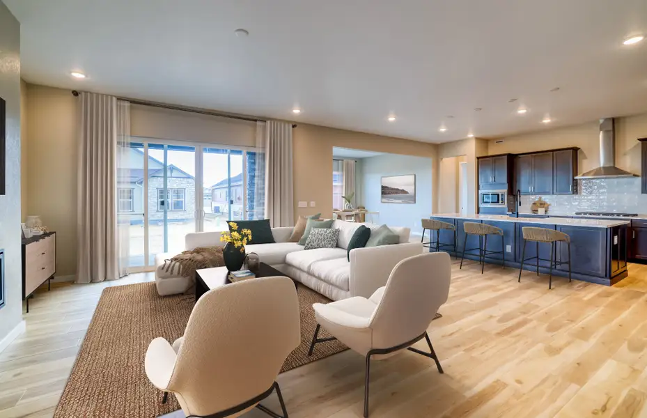 Furnished interior view inside a new home in Hilltop at Inspiration, Aurora (Image 3). Furnished interior view inside a new home in Hilltop at Inspiration, Aurora (Image 3).