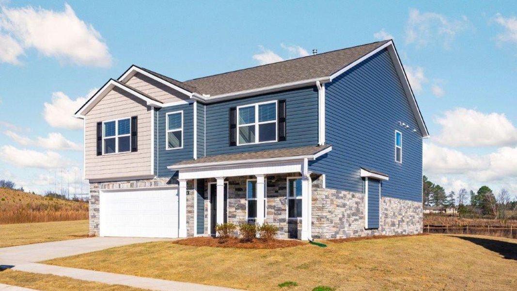 Front exterior of a new home in Price's Crossing, LaFayette, GA, highlighting curb appeal (Image 2).