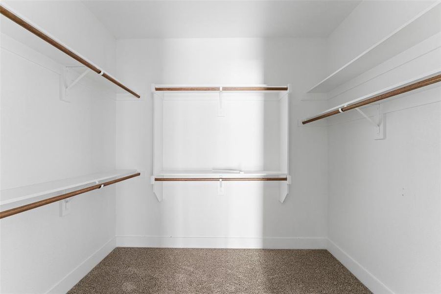 Spacious closet with carpet