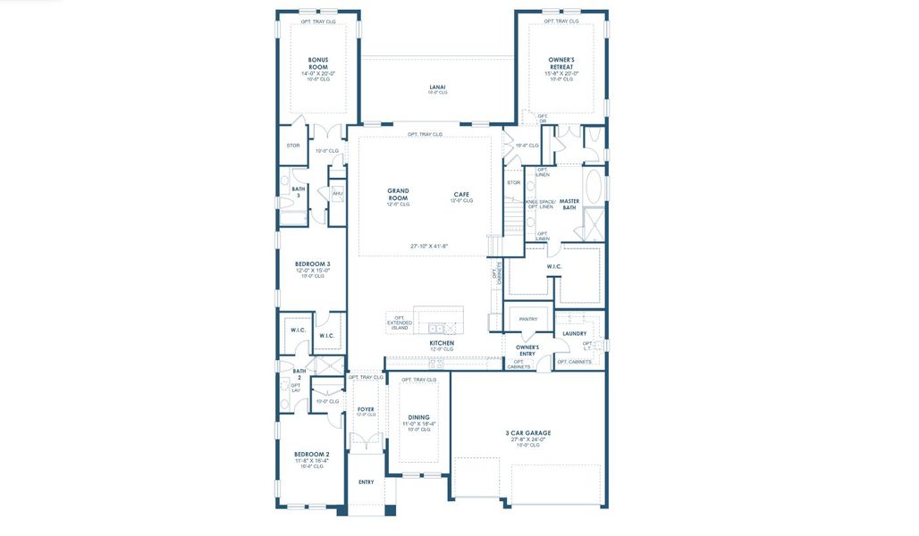 2D floor plan layout for the Cedar Key Grande II by Homes by WestBay in Barrington Preserve, Brandon, FL (Image 3).