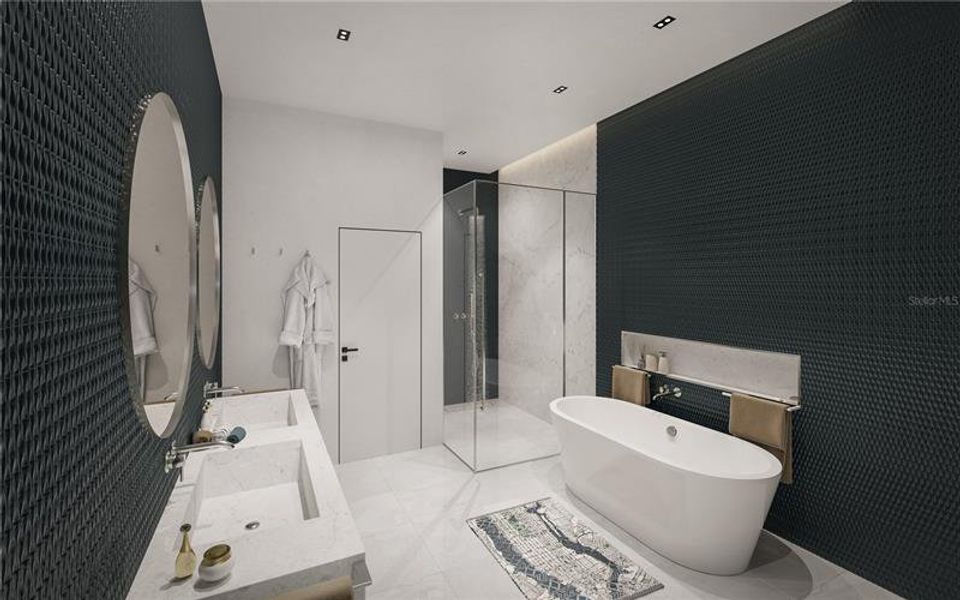 Villa Ballada penthouse bathroom - Artist's rendering.