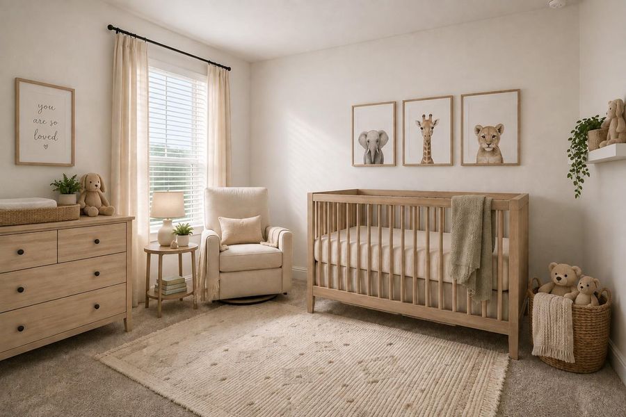 Virtually Staged PhotoA well-lit bedroom provides a serene atmosphere, ideal for quiet moments.
