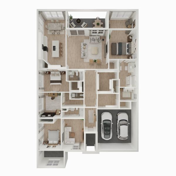 2D floor plan layout for the Bell by K. Hovnanian® Homes in K. Hovnanian's® Four Seasons at Wylder, Port St. Lucie, FL (Image 4).