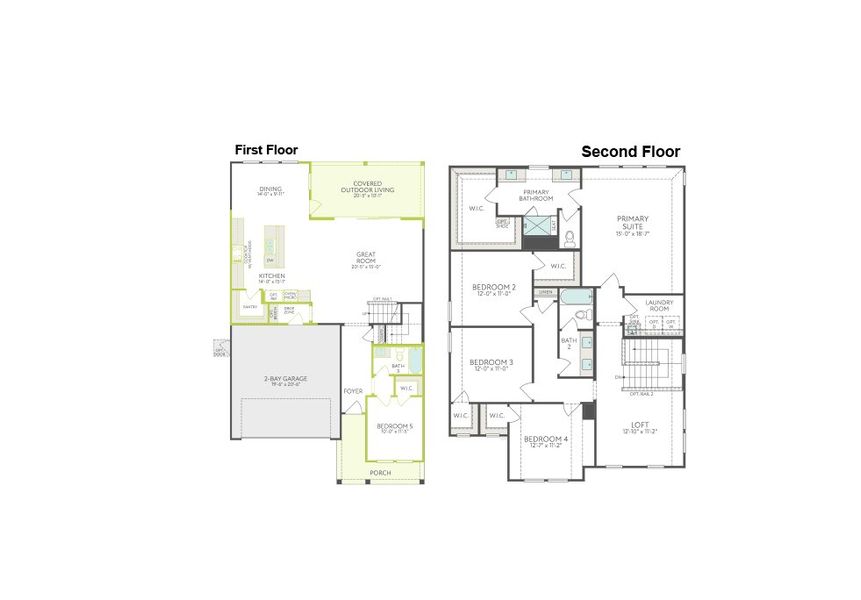 2D floor plan layout of this home in Treeline, Justin, TX (Image 3).