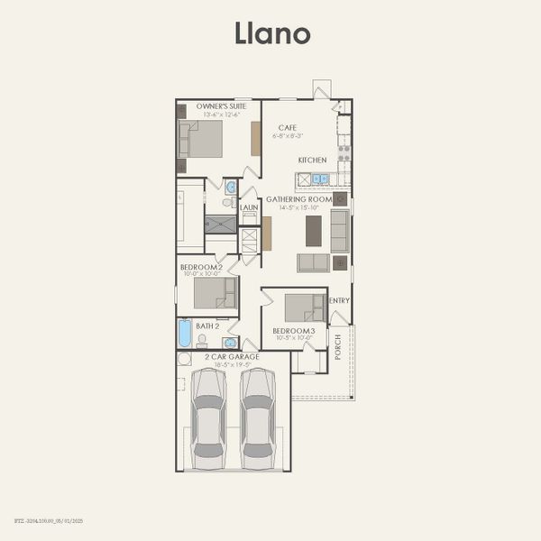 2D floor plan layout for the Llano by Centex in Cottonwood, Howe, TX (Image 3).