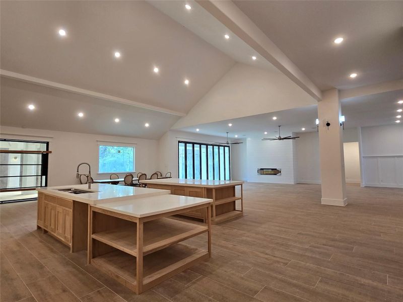 Kitchen with view towards the living room