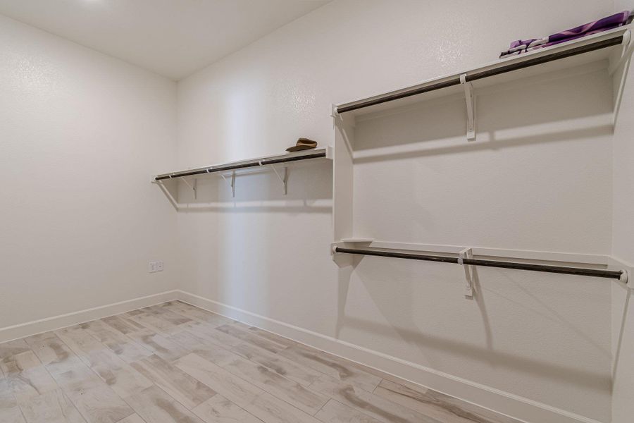 Walk in closet featuring light wood-style flooring