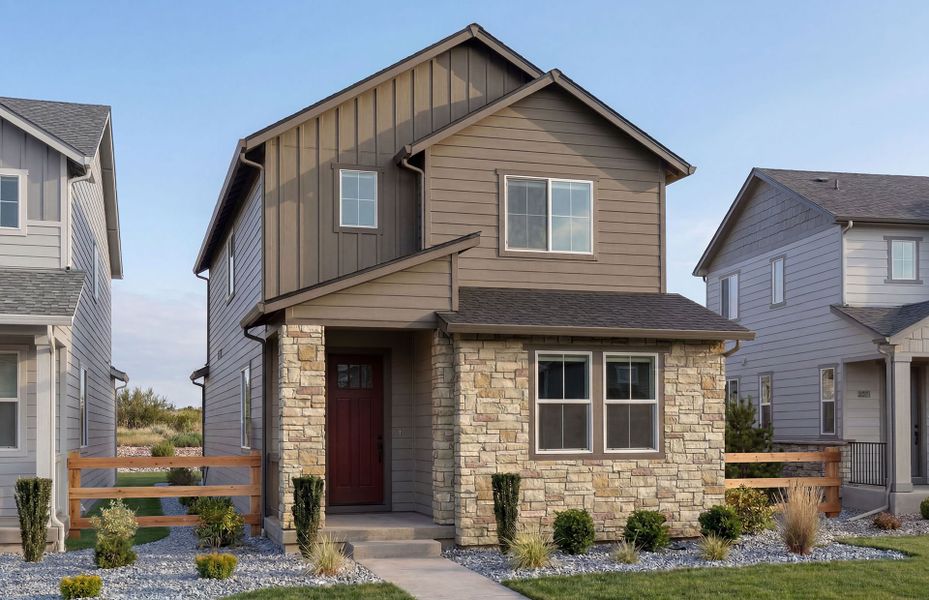 Representative exterior photo of a completed home built from the Arrabelle by Pulte Homes in Strata, Dacono, CO (Image 2). Representative exterior photo of a completed home built from the Arrabelle by Pulte Homes in Strata, Dacono, CO (Image 2).