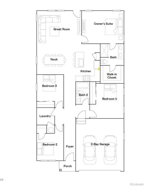 2D floor plan layout of this home in Prairie Song, Windsor, CO (Image 2).