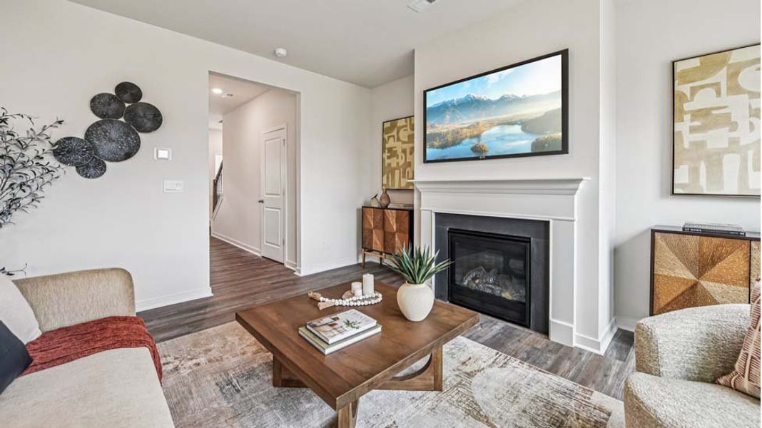 Representative furnished interior of a home built from the Darwin by D.R. Horton in Reedy Creek Preserve, Charlotte (Image 7).