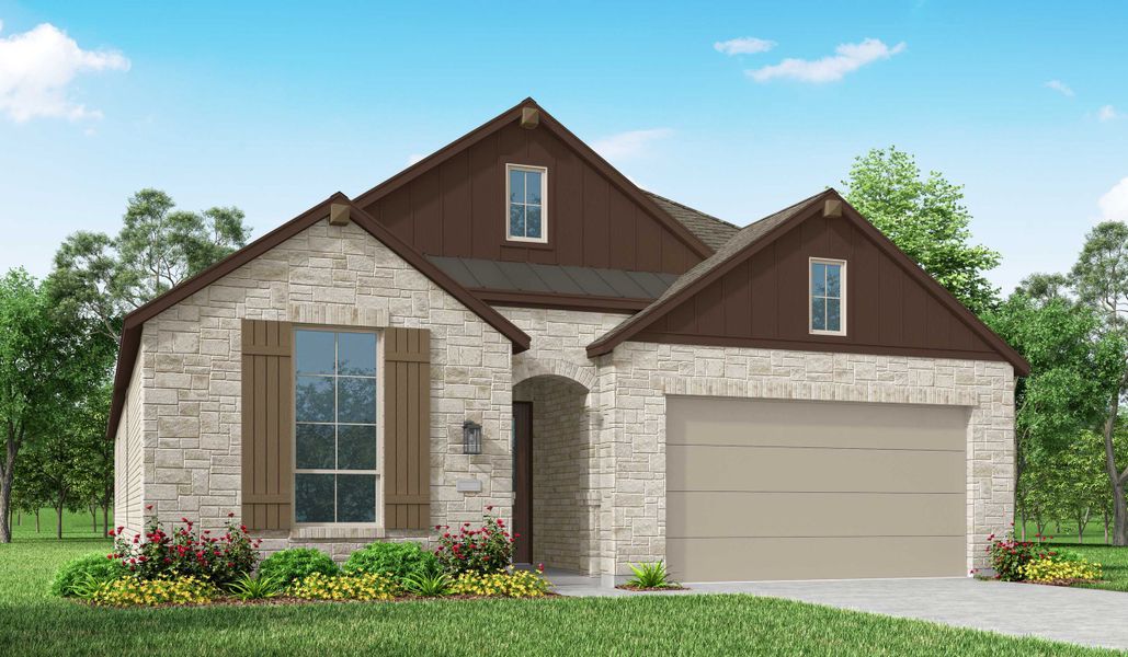 Representative exterior photo of a completed home built from the Dorchester Plan by Highland Homes in Walsh: Artisan Series - 50' lots, Aledo, TX (Image 20).