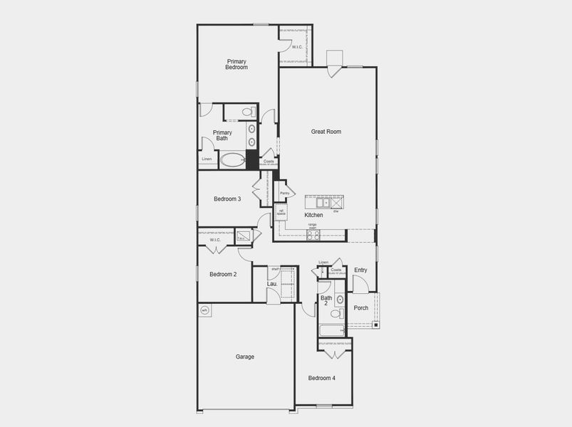 2D floor plan layout for the Plan 1891 by KB Home in Stoney Chase, Del Valle, TX (Image 3).