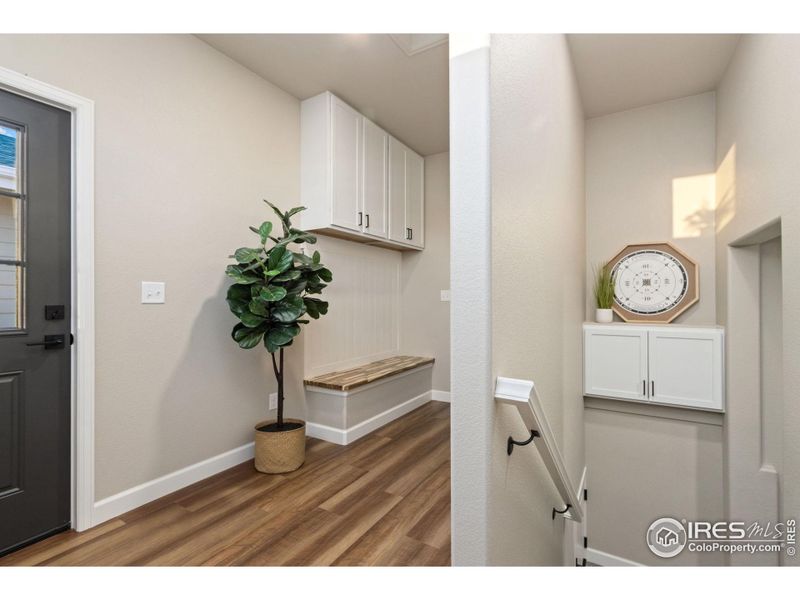 Separate entrance mudroom/drop area for apartment