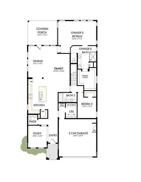 2D floor plan layout of this home in Maple Grove at Towne Lake, Woodstock, GA (Image 3).