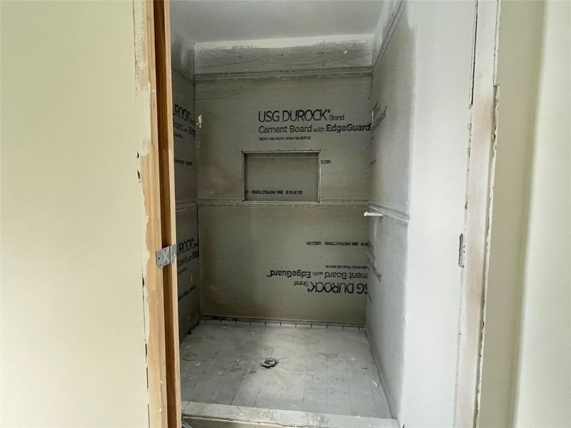 Primary bathroom shower as of 10/13/2025