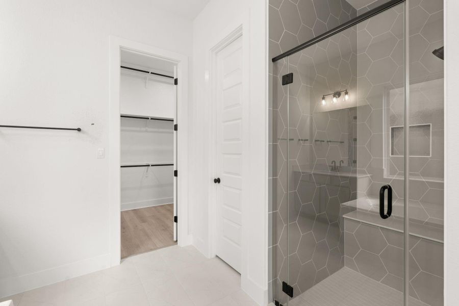 Walk-in Shower in Primary Bath with bench