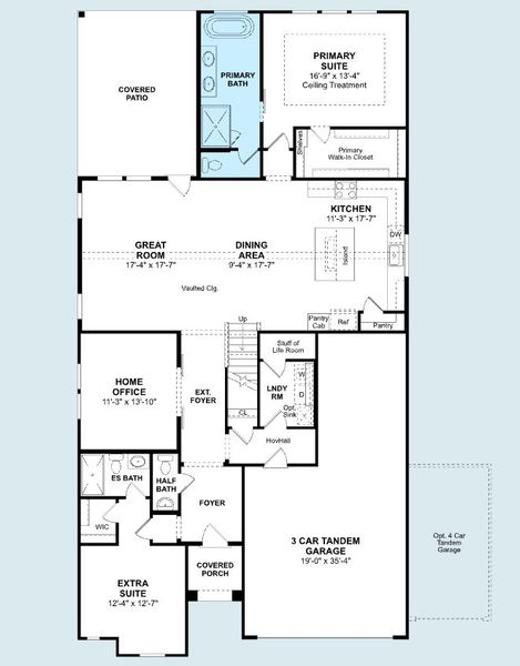2D floor plan layout of this home in Westland Ranch - 70' Homesites, League City, TX (Image 3).