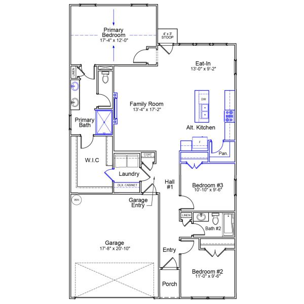 2D floor plan layout of this home in Landmark Commons, Boiling Springs, SC (Image 3).