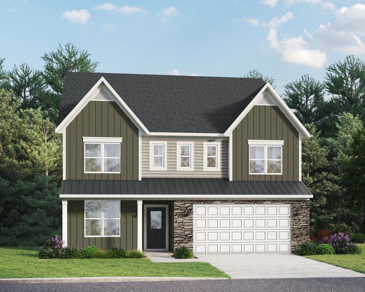 Representative exterior photo of a completed home built from the Lure by Caruso Homes in Blue Run, Raleigh, NC (Image 22). Representative exterior photo of a completed home built from the Lure by Caruso Homes in Blue Run, Raleigh, NC (Image 22).