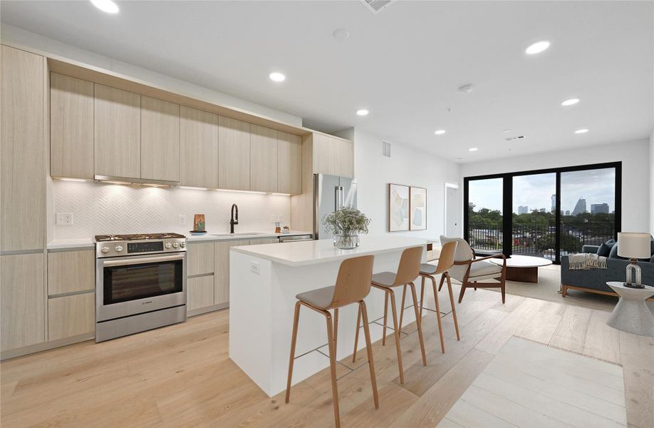 Furnished interior view inside a new home in One Oak, Austin (Image 4).