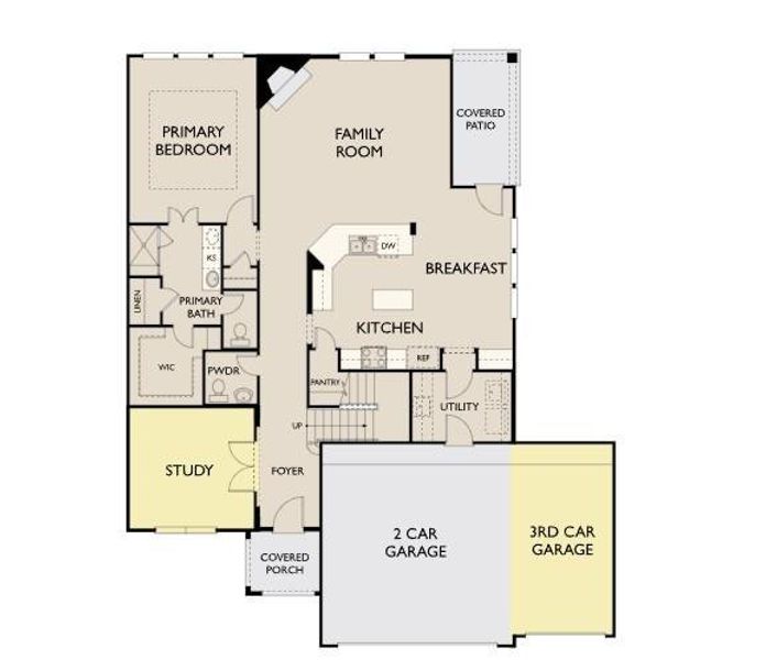 2D floor plan layout of this home in Westland Ranch, League City, TX (Image 3).