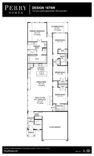 2D floor plan layout of this home in The Woodlands Hills 40', Willis, TX (Image 2).