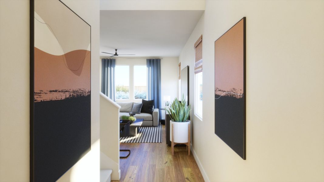 Furnished interior view inside a new home in Freedom at Anthem, Kyle (Image 10).