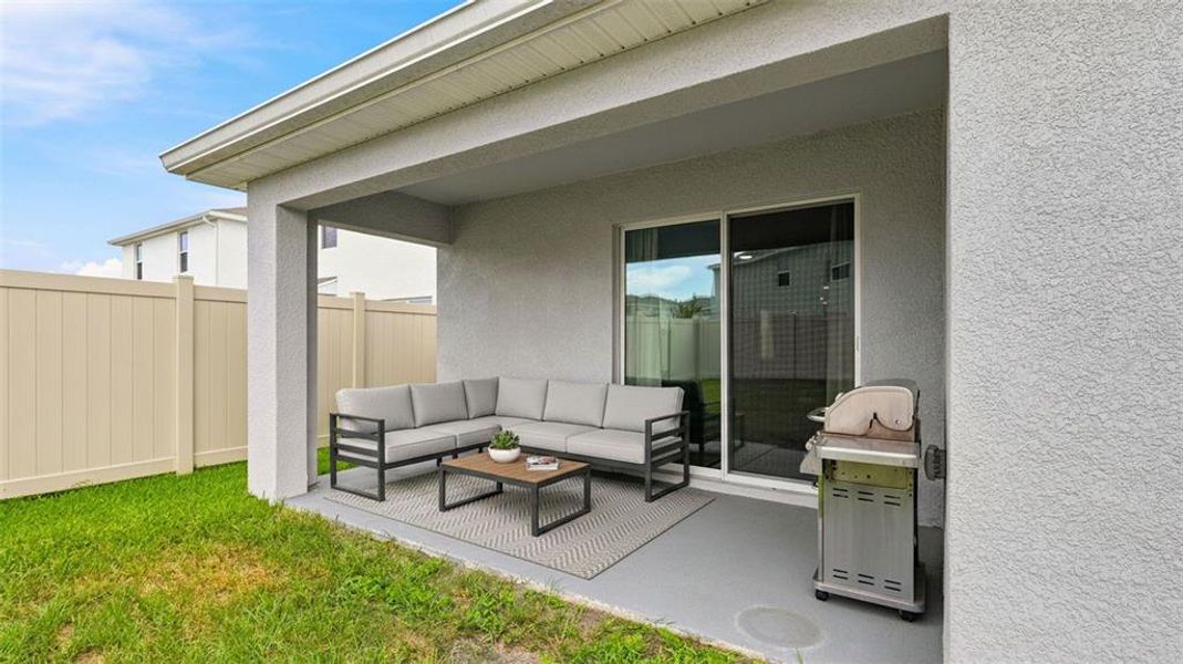 Exterior details and patio area of a home in Northwater at Two Rivers, Zephyrhills (Image 31).