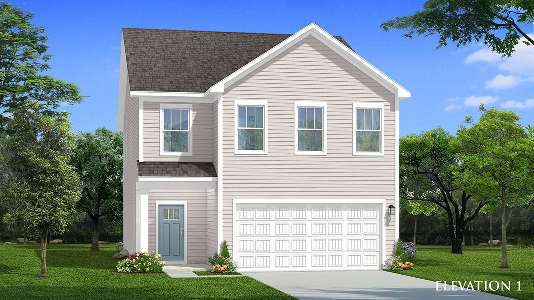 Representative exterior photo of a completed home built from the Jasmine by DRB Homes in Pleasant Falls, Moore, SC (Image 1).