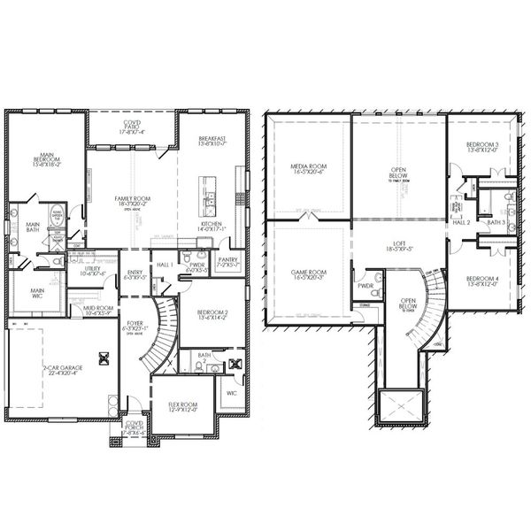 2D floor plan layout for the The Montgomery by Lillian Custom Homes in Ten Mile Creek, DeSoto, TX (Image 5).