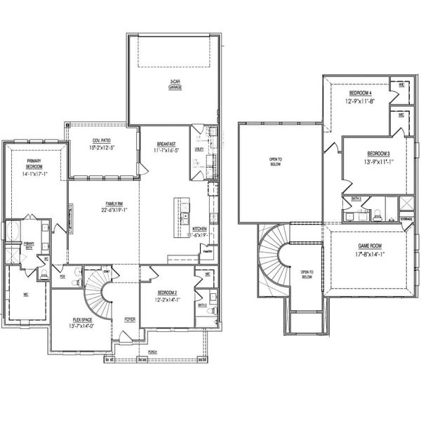 2D floor plan layout for the The Magnolia - Rear Entry by Lillian Custom Homes in Dominion Park, Waxahachie, TX (Image 3).
