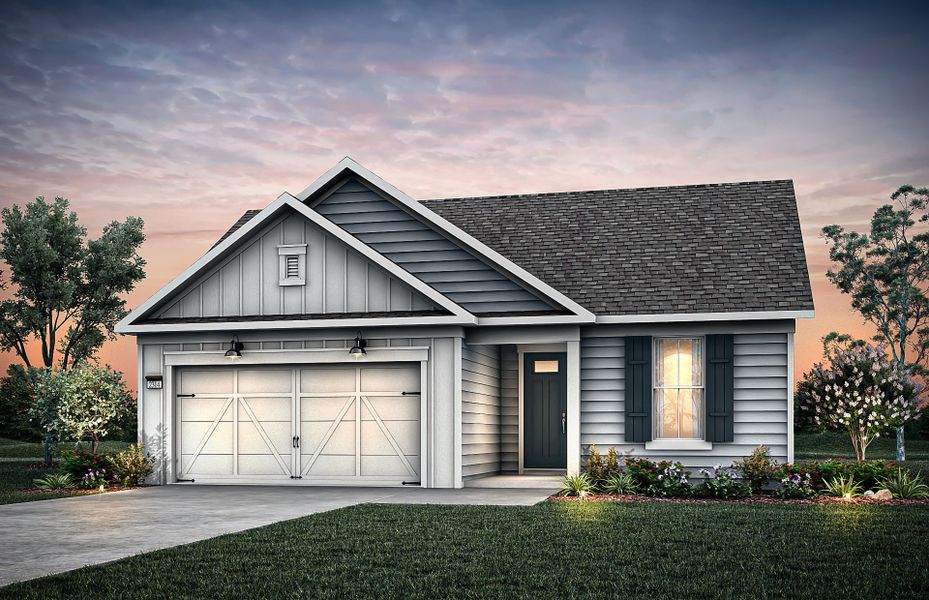 Representative exterior photo of a completed home built from the Prosperity by Del Webb in Del Webb Chateau Elan, Hoschton, GA (Image 17).