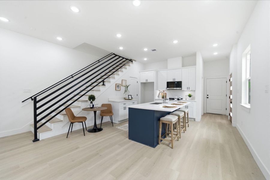 Such a functional set up with space for a dining space.