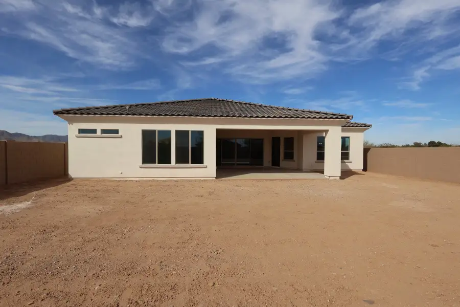 Exterior details and patio area of a home in Sentiero at Windrose, Waddell (Image 3).