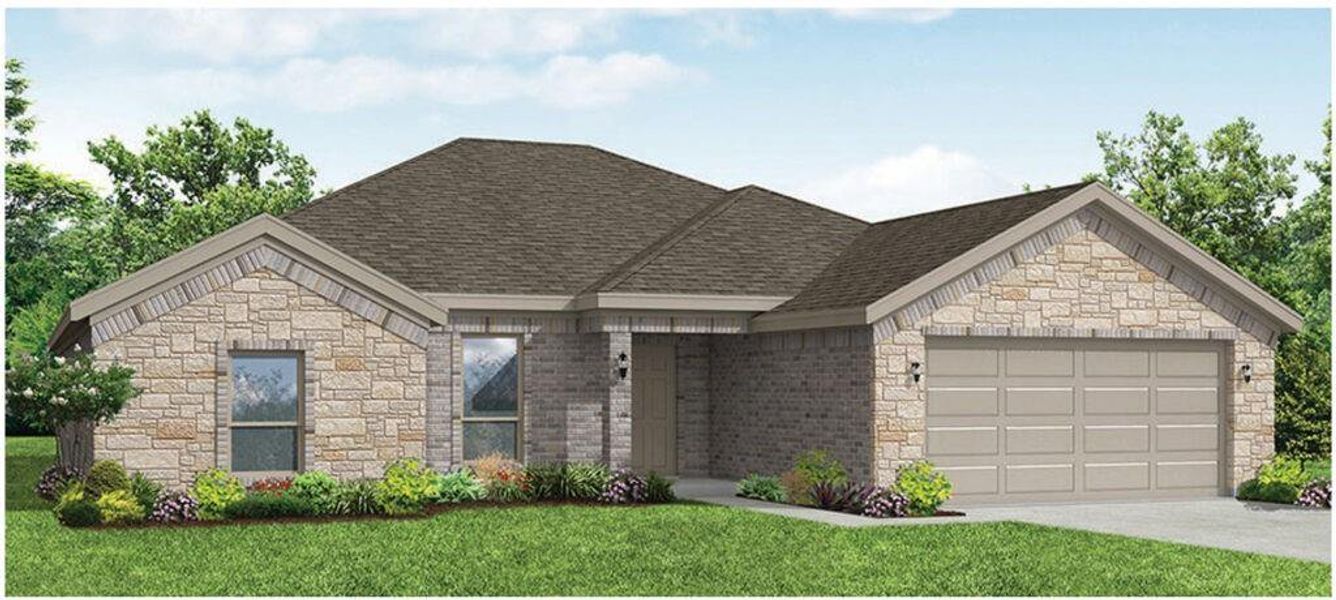 Front exterior of a new home in Mountain Valley, Burleson, TX, highlighting curb appeal (Image 1). Front exterior of a new home in Mountain Valley, Burleson, TX, highlighting curb appeal (Image 1).