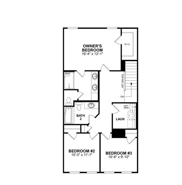 2D floor plan layout of this home in Green Level Trail Townhomes, Apex, NC (Image 5).
