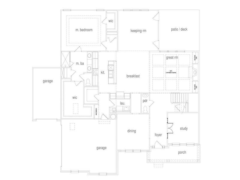 2D floor plan layout for the The Brentwood II by My Home Communities in Pinegate, Covington, GA (Image 2).
