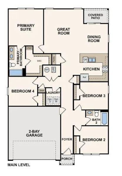 2D floor plan layout of this home in Caney Mills, Conroe, TX (Image 3).