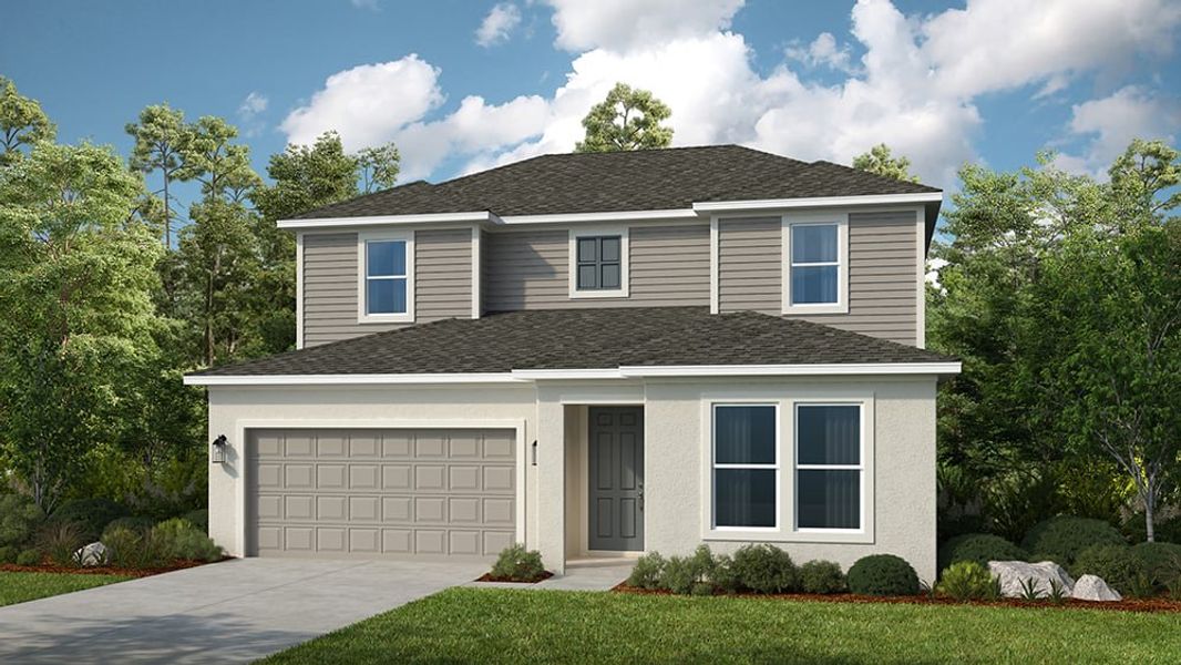 Representative exterior photo of a completed home built from the Rockport by Taylor Morrison in Sunbridge, Orlando, FL (Image 4). Representative exterior photo of a completed home built from the Rockport by Taylor Morrison in Sunbridge, Orlando, FL (Image 4).
