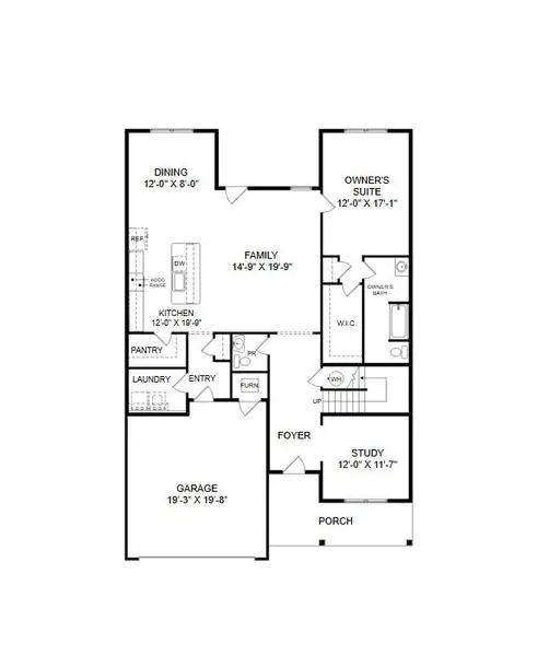 2D floor plan layout for the Woodford by Keystone Custom Homes in Windermere Farms, Waxhaw, NC (Image 3).