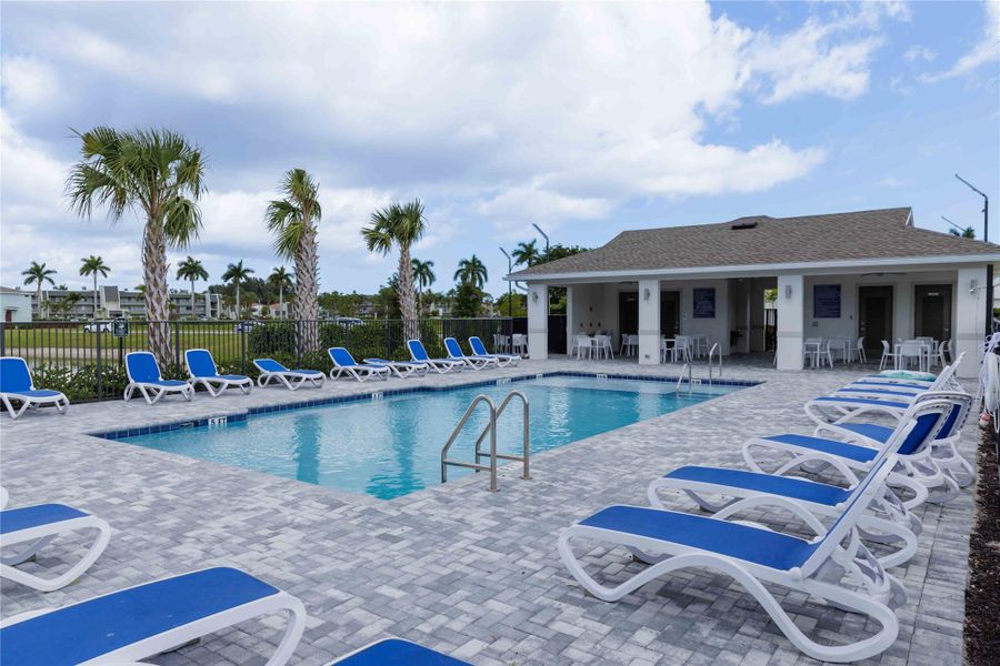 The pool is generous in size and only for Lakeshore. Plenty of seating is included to enjoy the pool.