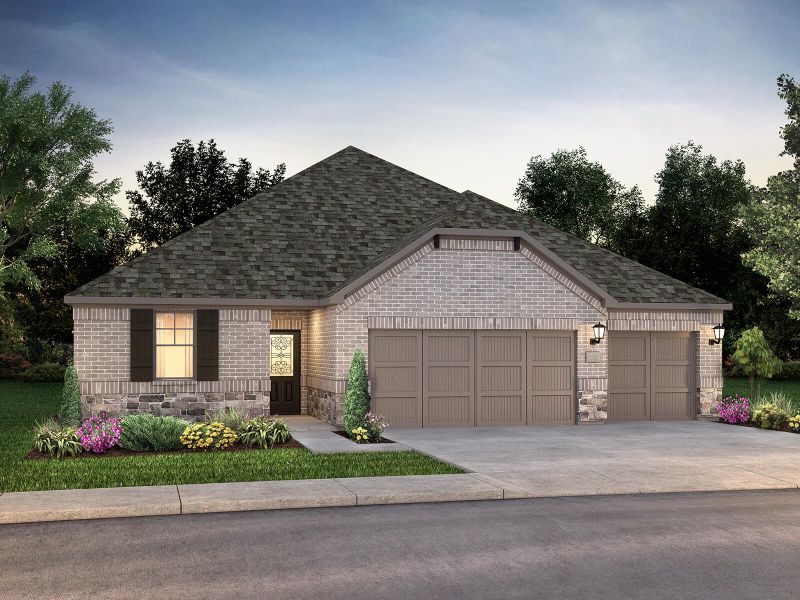 Front exterior of a new home in Lakehaven - Premier Series, Farmersville, TX, highlighting curb appeal (Image 1). Front exterior of a new home in Lakehaven - Premier Series, Farmersville, TX, highlighting curb appeal (Image 1).