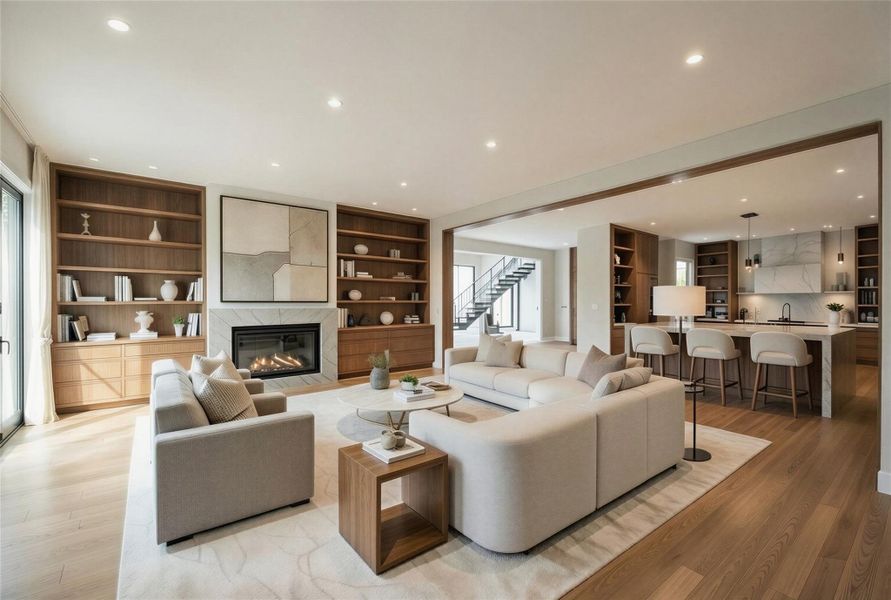 Rendering: Large first floor living space allows for easy entertainment.