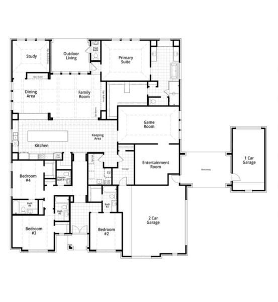 2D floor plan layout for the TrevisoGR Plan by Highland Homes in Estates at Bristol Valley, Heath, TX (Image 2). 2D floor plan layout for the TrevisoGR Plan by Highland Homes in Estates at Bristol Valley, Heath, TX (Image 2).