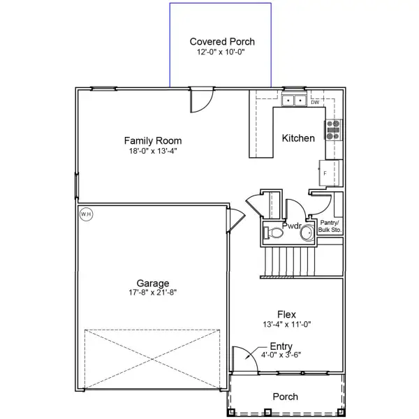 2D floor plan layout of this home in Citadel Point at Southbridge, Sneads Ferry, NC (Image 3).